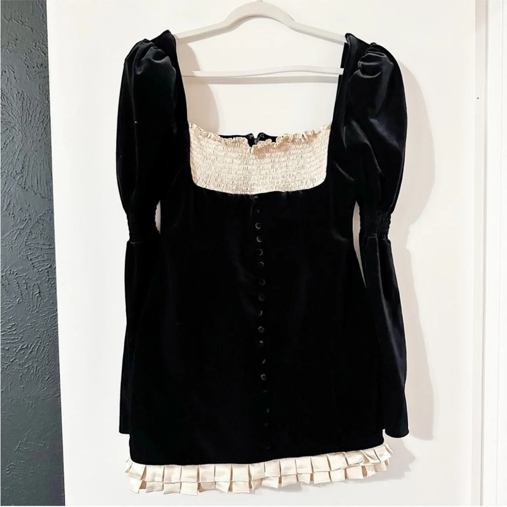 House of CB Azaria Minidress Long Sleeve Colorblock Velvet - Picture 4 of 6
